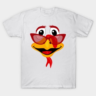 turkey face with glasses thanksgiving costume T-Shirt